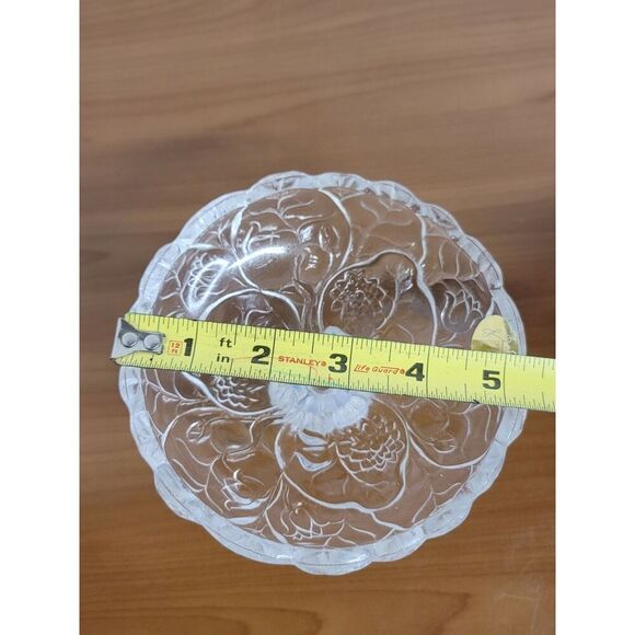 Tiara OPALESCENT WATER LILY PATTERN CANDLESTICK HOLDER PAIR - Picture 8 of 10